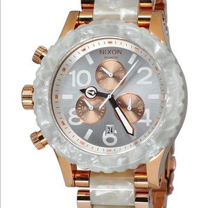 Nixon Chrono Rose Gold/White Granite Watch